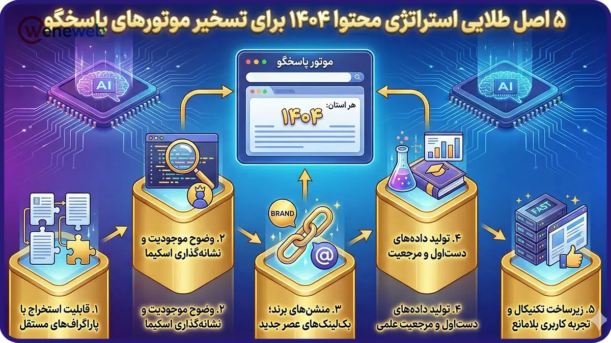 ۵ اصل طلایی استراتژی محتوا ۱۴۰۴ برای تسخیر موتورهای پاسخگو