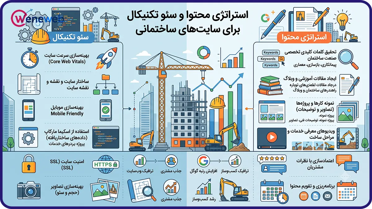 استراتژی محتوا و سئو تکنیکال برای سایتهای ساختمانی