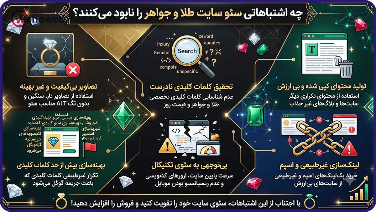 چه اشتباهاتی سئو سایت طلا و جواهر را نابود میکنند؟