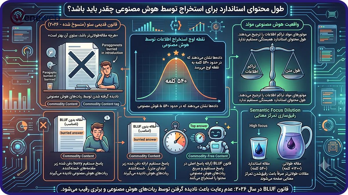 طول محتوای استاندارد برای استخراج توسط هوش مصنوعی چقدر باید باشد؟